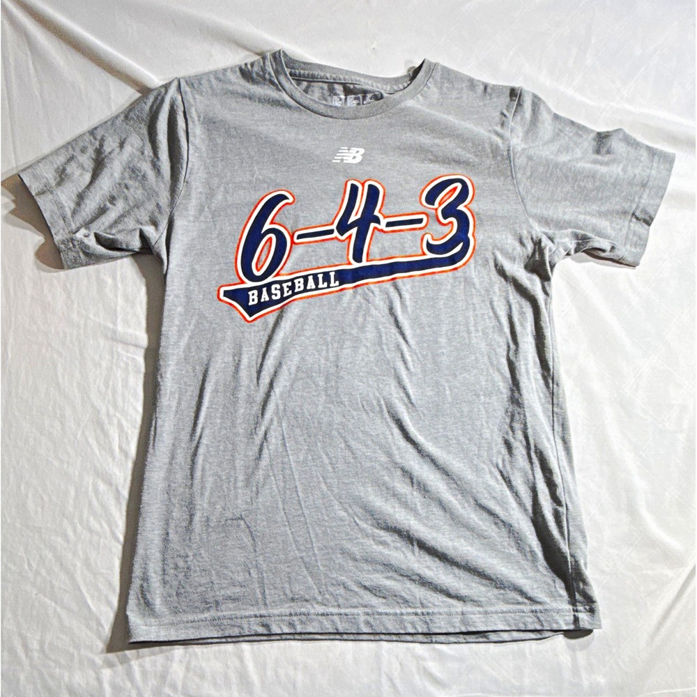 New Balance Men's S Gray 6-4-3 Baseball Graphic Print Crew Neck Tee S/S